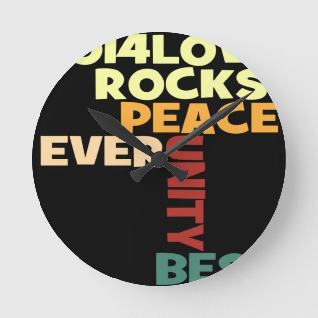 2014 Love Rocks Peace Art Print Round Clock (Front)