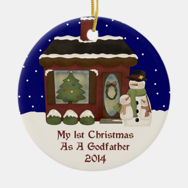 2014 My 1st Christmas As A Godfather Ceramic Tree Decoration (Front)