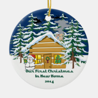 2014 New Home Christmas Cute Cabin Ceramic Tree Decoration