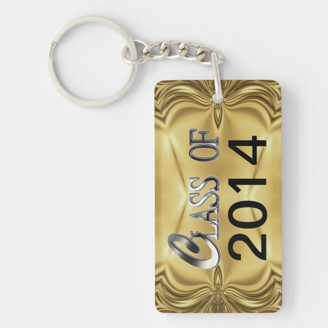2014 Or Any Year & Name Silver Gold Class Keychain (Front)