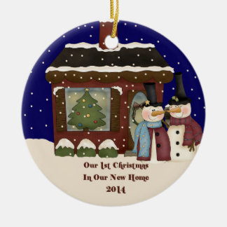 2014 Our New Home Christmas Snowman Ceramic Tree Decoration