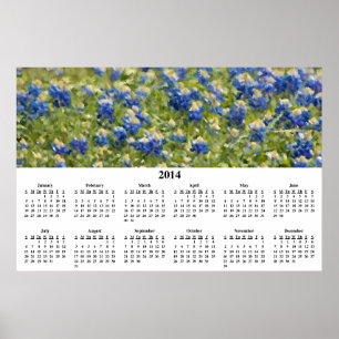 2014 Painted Bluebonnets Wall Calendar Poster