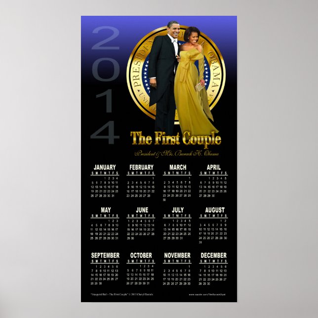 2014 President Barack and Michelle Obama Calendar Poster (Front)
