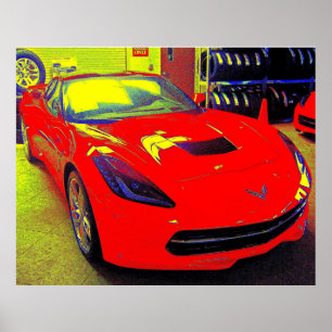 2014 Red Corvette Stingray Poster (50" x 40")