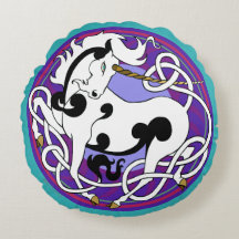 2014 Unicorn Two-Sided Pillow - White/Black/Purple