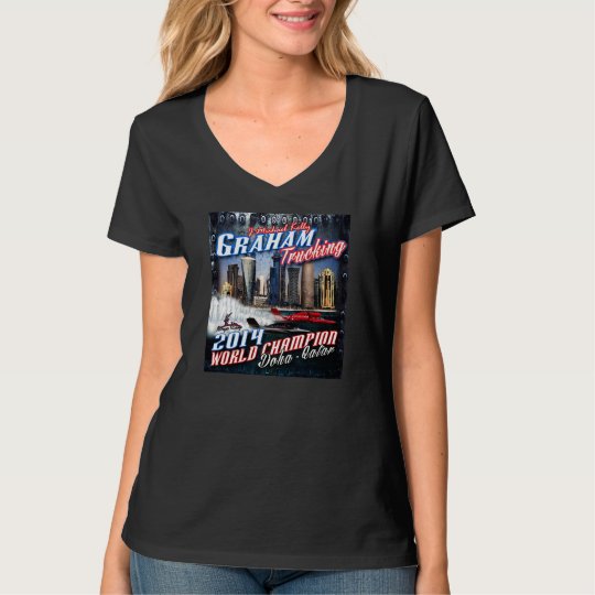 2014 World Champion, Woman's Black V-Neck T-Shirt
