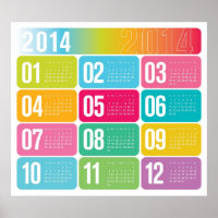 2014 Yearly Colourful Calendar