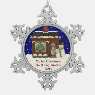 2015 1st Christmas As A Big Brother Snowflake Pewter Christmas Ornament