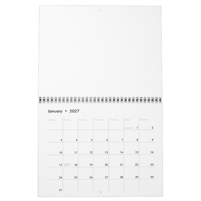 2015 Blank Calendar With Holidays And Blue Wire (Jan 2027)