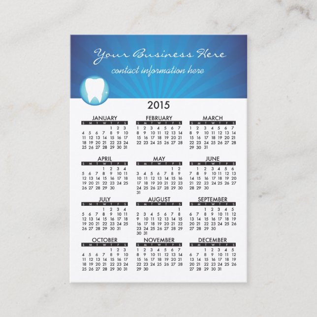 2015 Business Card Calendar Dental (Front)