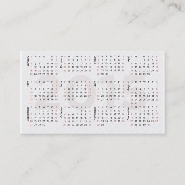 2015 Calendar Business Card (Front)
