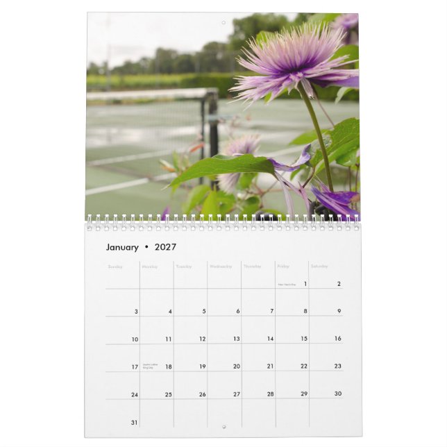 2015 Calendar:  Images of Tennis Calendar (Jan 2027)
