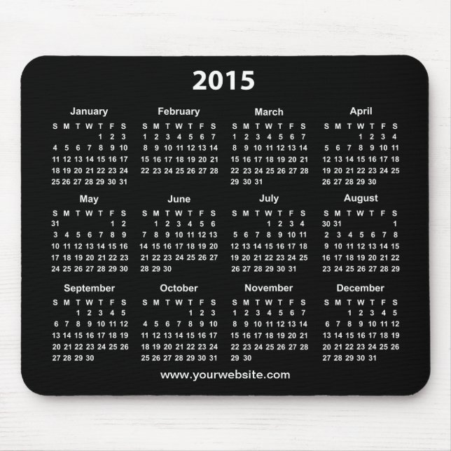 2015 Calender Black and White Business Mouse Mat (Front)