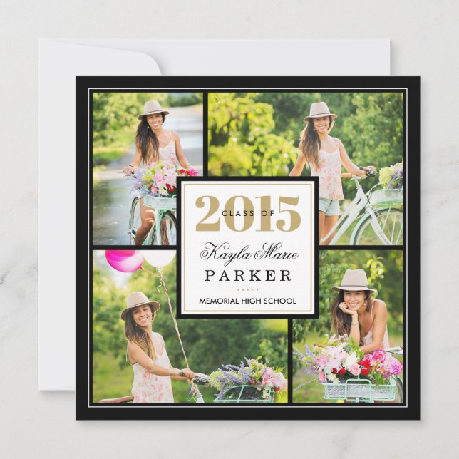 2015 Classy Photo Collage Graduation Invitation (Front)