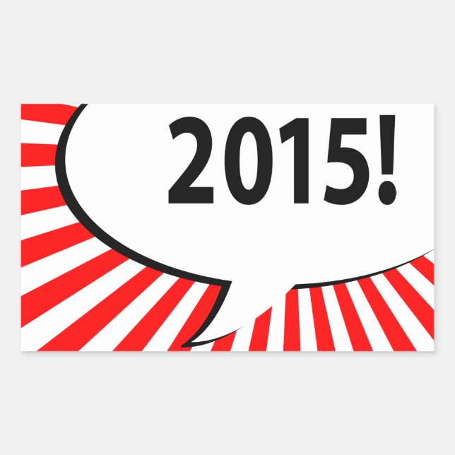 2015! comic bubble rectangular sticker (Front)