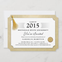 2015 Diploma Graduation Gold Border & Gold Tassel