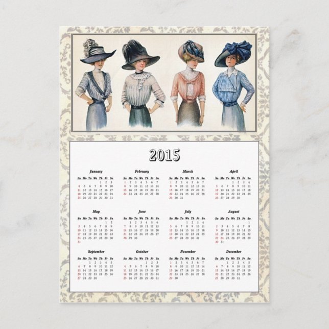 2015 Edwardian Fashion Calendar Postcard (Front)