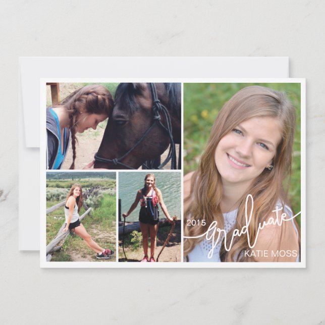 2015 Graduation Announcement 4 Photo Pink (Front)