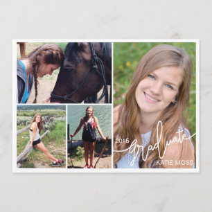 2015 Graduation Announcement 4 Photo Pink