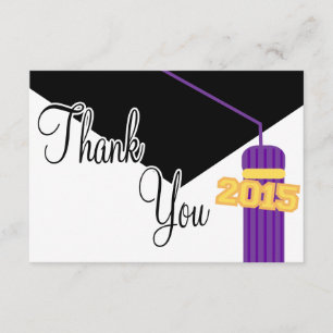 2015 Graduation Cap And Tassel Thank You (Purple) Card