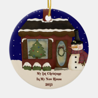 2015 My New Home Christmas Snowman Ceramic Tree Decoration