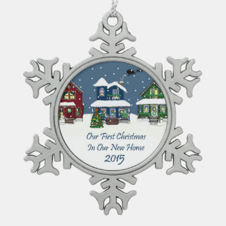 2015 New Home 1st Christmas Snowflake Pewter Christmas Ornament