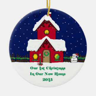 2015 New Home Christmas Snowy House Ceramic Tree Decoration