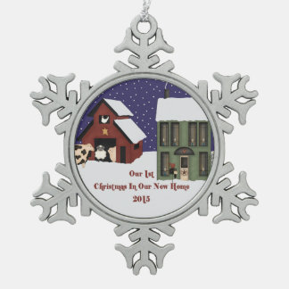 2015 New Home Our 1st Christmas Snowflake Pewter Christmas Ornament