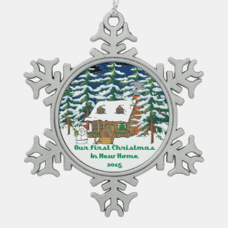 2015 New Home Our 1st Christmas Snowflake Pewter Christmas Ornament