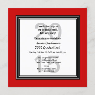 2015 or ANY YEAR Graduation Red Black White V07C Invitation