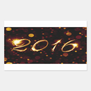 2016 (bokeh lights) rectangular sticker