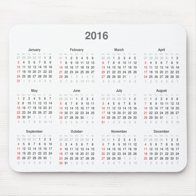 2016 Calendar Gifts Mouse Mat (Front)