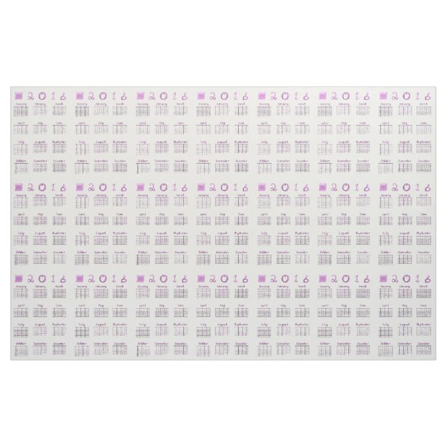 2016 Calendar on FABRIC with Fabric Font (Yard)