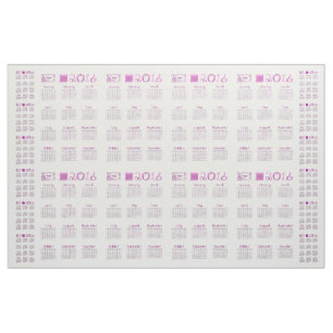 2016 Calendar Tea Towel Fabric Font Type