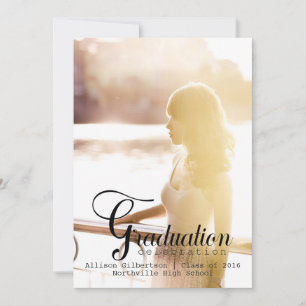 2016 Calligraphy Graduation Photo Party Invitation