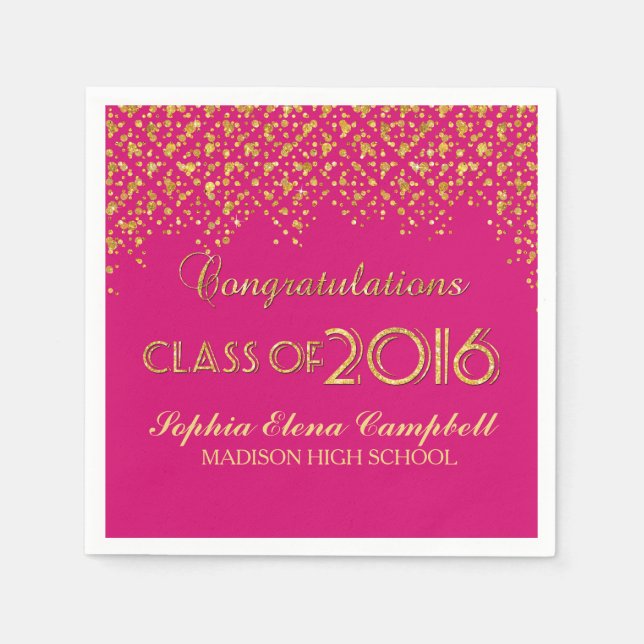 2016 Elegant Faux Glitter Confetti Graduation Part Napkin (Front)