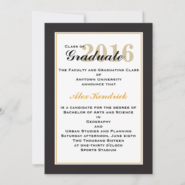 2016 Elegant Graduation Announcement Invitation (Front)