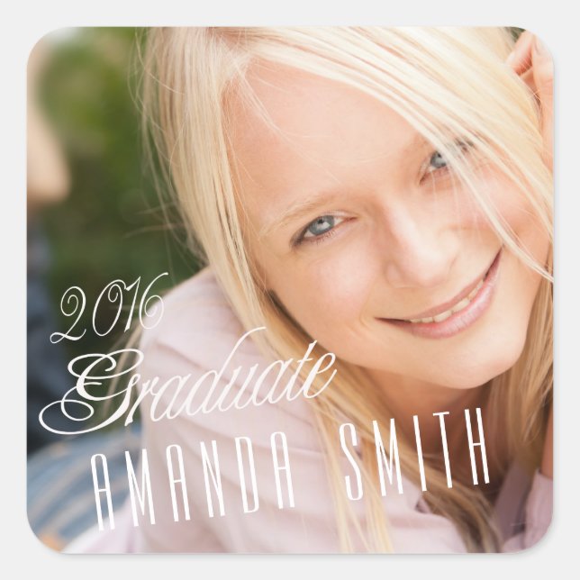 2016 Grad Girly Photo Graduation Stickers (Front)