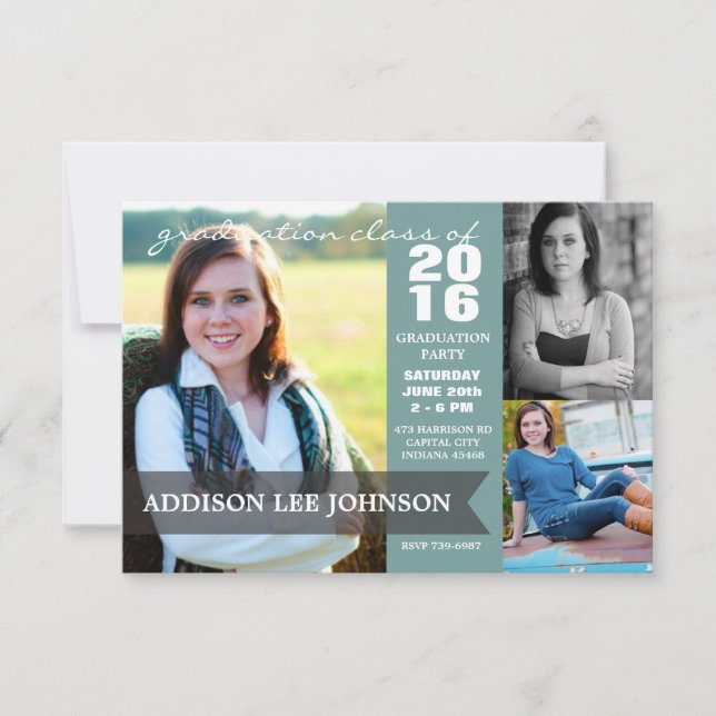 2016 Graduation Party - Classy Banner Collage Invitation (Front)