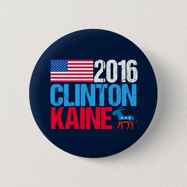 2016 Hillary Clinton Tim Kaine Democrat 6 Cm Round Badge (Front)