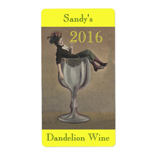 2016 Homemade Dandelion Wine Lady Labels (Front)