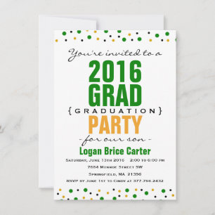 2016 Modern Graduation Party Invitation - Green