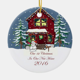 2016 New Home Christmas Snowy Scene Ceramic Tree Decoration