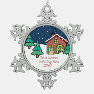 2016 New Home Our 1st Christmas Snowflake Pewter Christmas Ornament