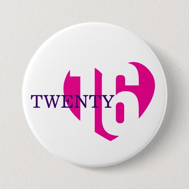 2016 new year love 2016 button/badge 7.5 cm round badge (Front)