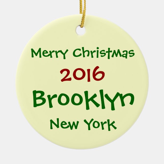 2016 NEW YORK BROOKLYN MERRY CHRISTMAS ORNAMENT (Front)