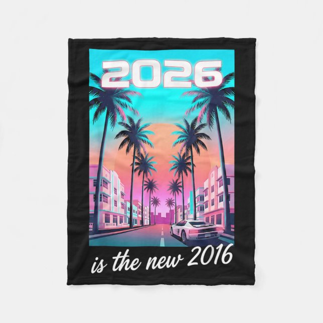 2016 Retro Synthwave Car Aesthetic Design Fleece Blanket (Front)