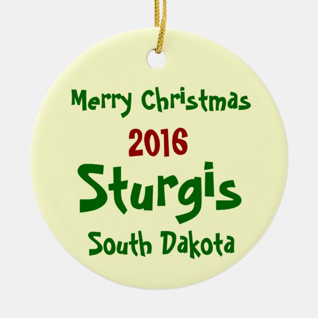 2016 Sturgis South Dakota MERRY CHRISTMAS ORNAMENT (Front)