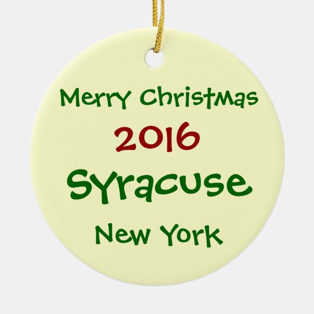 2016 SYRACUSE NEW YORK MERRY CHRISTMAS ORNAMENT (Front)