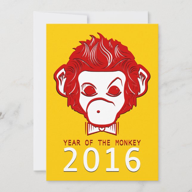 2016 year of the monkey (bowtie) invitation (Front)